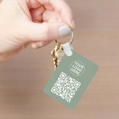 QR Code & Business Logo Promotie Sage Groen Sleutelhanger