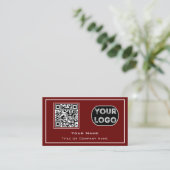 QR Code Business Logo Red Minimalist Visitekaartje (Staand voorkant)