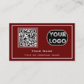 QR Code Business Logo Red Minimalist Visitekaartje (Voorkant)