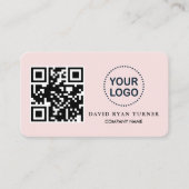 QR Code Business Logo Roze Blush Professional Visitekaartje (Voorkant)
