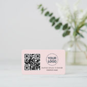 QR Code Business Logo Roze Blush Professional Visitekaartje (Staand voorkant)