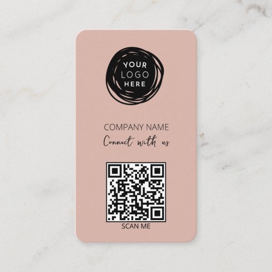 QR Code Business Logo Roze Visitekaartje (Voorkant)