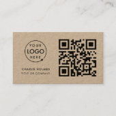 QR Code Business Logo | Rustic Kraft Modern Visitekaartje (Voorkant)