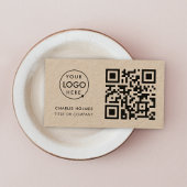 QR Code Business Logo | Rustic Kraft Modern Visitekaartje