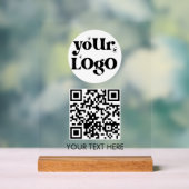 QR Code Business Logo Scan Me Acryl Bord (Neutraal)
