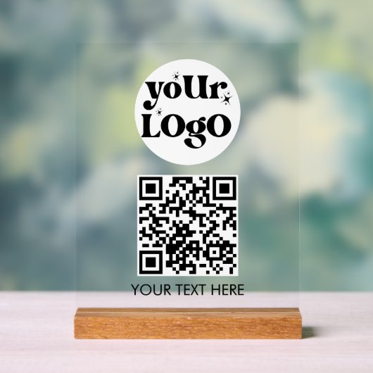 QR Code Business Logo Scan Me Acryl Bord (Neutraal)