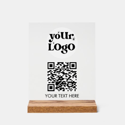QR Code Business Logo Scan Me Acryl Bord (Voorkant)