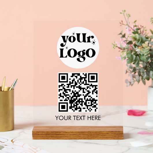 QR Code Business Logo Scan Me Acryl Bord