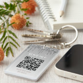 QR Code Business Logo Silver Glitter Drip Sleutelhanger (Voorkant Rechts)
