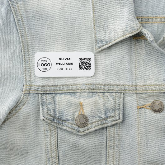 QR Code Business Logo Simple Classic Naam Tag (In situ)