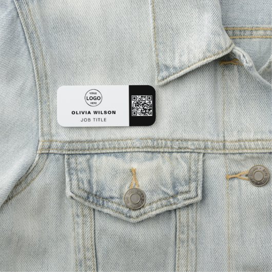 QR Code Business Logo Simple Classic Naam Tag (In situ)