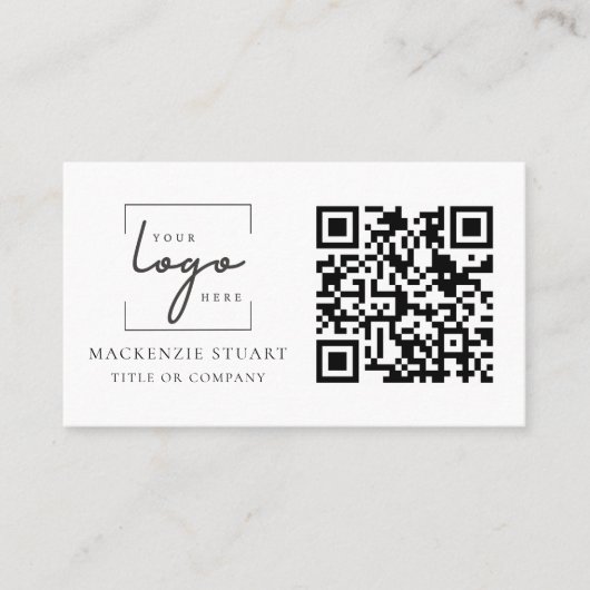 QR Code Business Logo Simple Minimal Professional Visitekaartje (Voorkant)