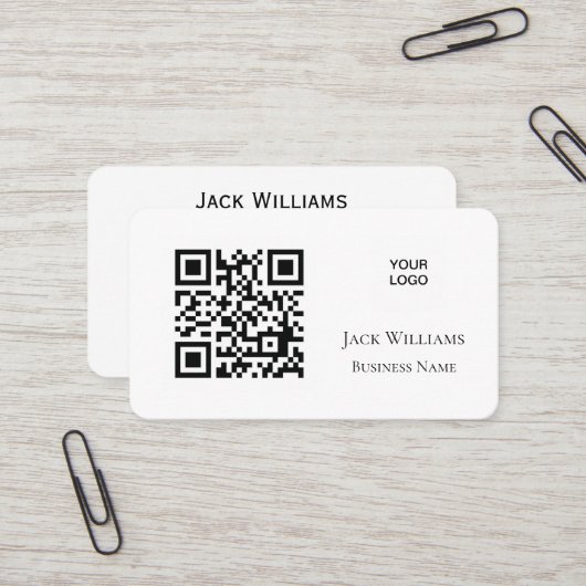 QR Code Business Logo Simple Professional Modern Visitekaartje (Voorkant / Achterkant in situ)