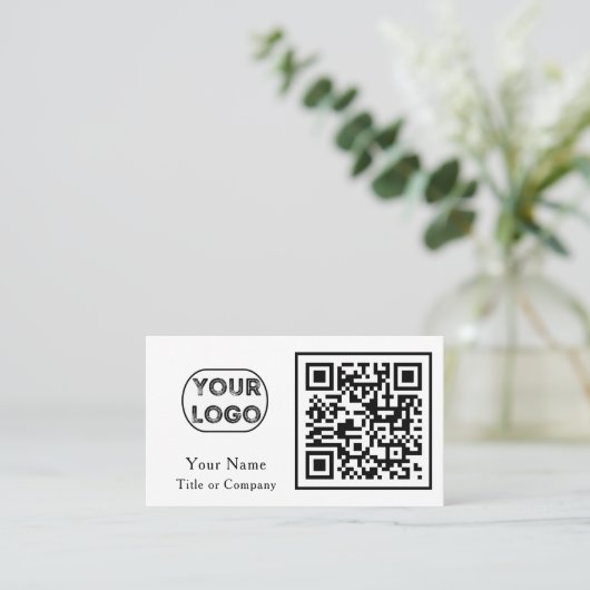 QR Code Business Logo Simple Professional Visitekaartje (Staand voorkant)