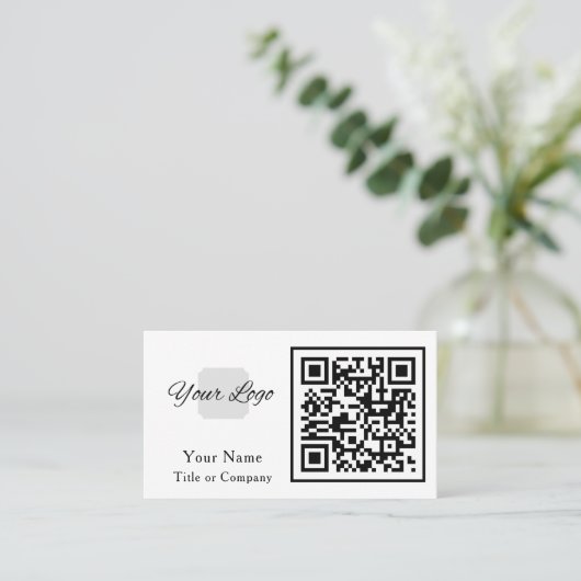 QR Code Business Logo Simple Professional Visitekaartje (Staand voorkant)
