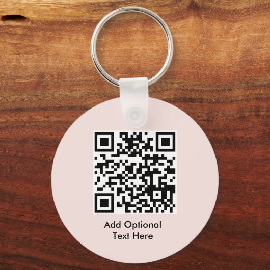 QR Code Business Logo Sleutelhanger | Blush roze (Voorkant)