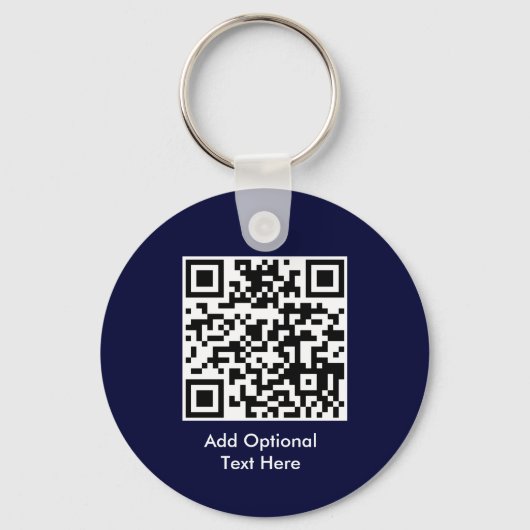 QR Code Business Logo Sleutelhanger | Navy Blue (Voorkant)