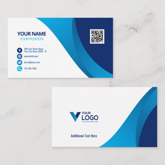 QR Code Business Logo Stijlvol Modern Professional Visitekaartje (Voorkant / Achterkant)