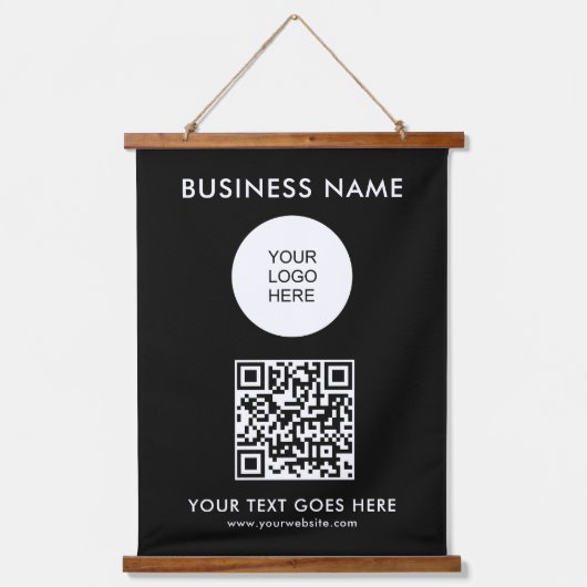  QR-Code Business Logo Tekst Sjabloon Hangend Wandkleed (Voorkant)