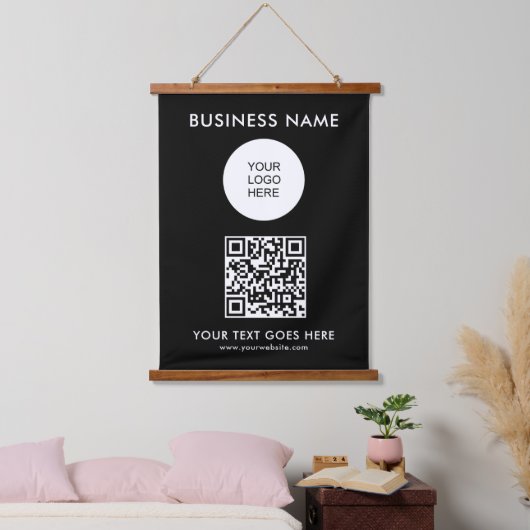  QR-Code Business Logo Tekst Sjabloon Hangend Wandkleed (Slaapkamer)