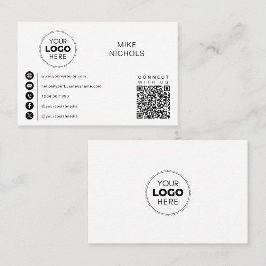 QR Code Business Logo Verbind met ons Minimalist Visitekaartje (Voorkant / Achterkant)