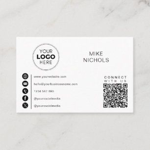 QR Code Business Logo Verbind met ons Minimalist Visitekaartje