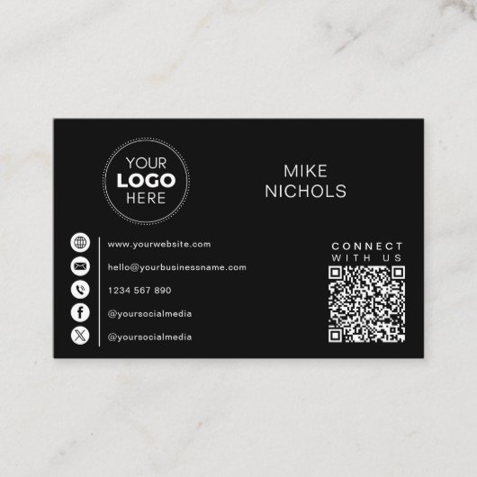 QR Code Business Logo Verbind met ons Minimalist Visitekaartje (Voorkant)
