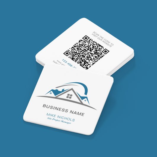 QR Code Business Logo Verbinding met ons vastgoed Vierkante Visitekaartje
