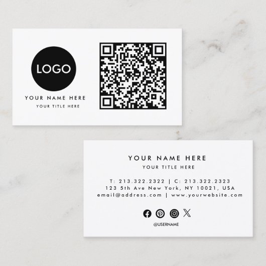 QR Code Business Logo Visitekaartje (Voorkant / Achterkant)
