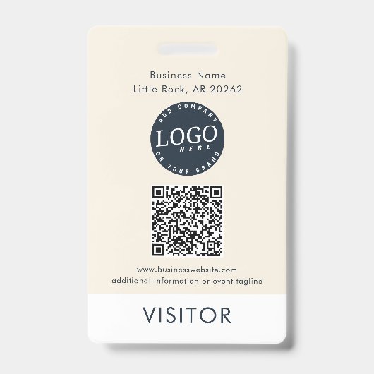 QR Code Business Logo Visitor ID Modern Badge (Voorzijde)