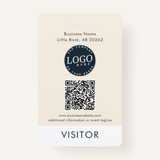 QR Code Business Logo Visitor ID Modern Badge (Voorkant)