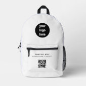 QR Code Business Logo White minimalist Business Bedrukte Rugzak (Voorkant)