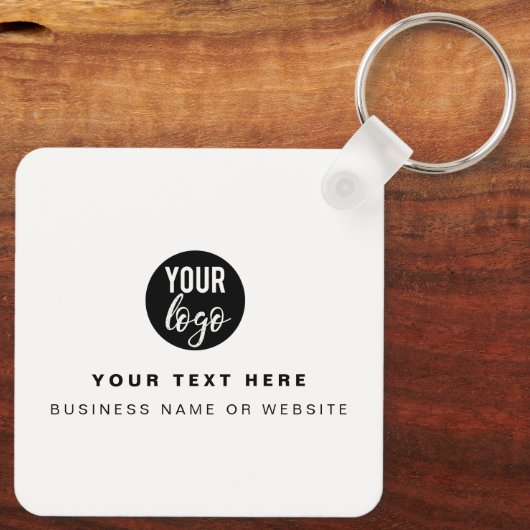 QR Code Business Logo White minimalist Business Sleutelhanger (Achterkant)