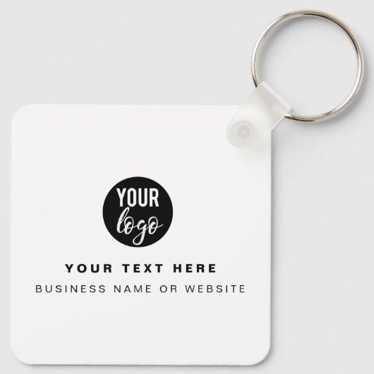 QR Code Business Logo White minimalist Business Sleutelhanger (Achterkant)