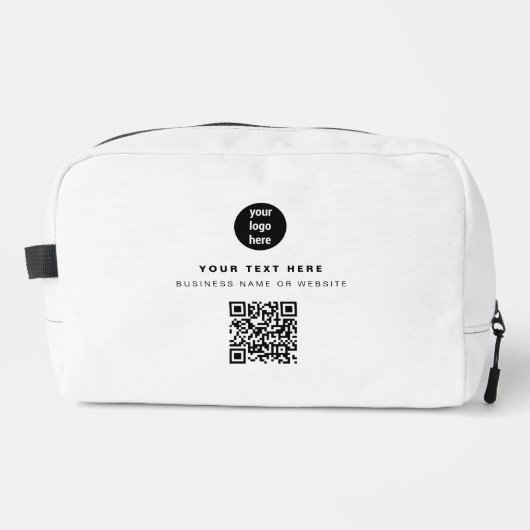 QR Code Business Logo White minimalist Business Toilettasje (Voorkant)