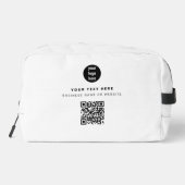 QR Code Business Logo White minimalist Business Toilettasje (Achterkant)