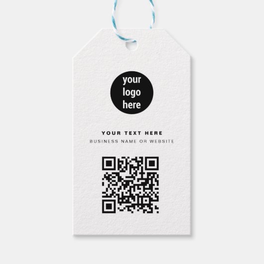 QR Code Business Logo White minimalist Corporate Cadeaulabel (Voorkant)