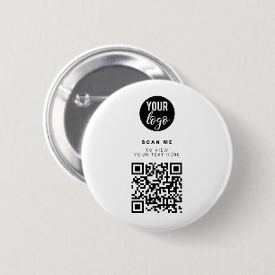 QR Code Business Logo White minimalist Corporate Ronde Button 5,7 Cm