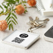 QR Code Business Logo White minimalist White Sleutelhanger (Zijkant)