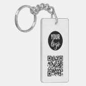 QR Code Business Logo White minimalist White Sleutelhanger (Voorkant Links)