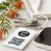 QR Code Business Logo White minimalist White Sleutelhanger (Voorkant Rechts)