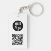 QR Code Business Logo White minimalist White Sleutelhanger (achterkant)