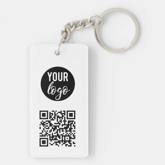 QR Code Business Logo White minimalist White Sleutelhanger (achterkant)