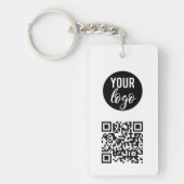 QR Code Business Logo White minimalist White Sleutelhanger (Voorkant)