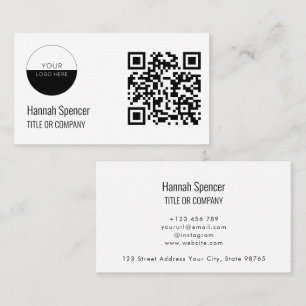 QR Code Business Logo   White Modern Professional Visitekaartje