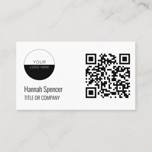 QR Code Business Logo | White Modern Professional Visitekaartje (Voorkant)
