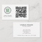 QR Code Business Logo | white Modern Professional Visitekaartje (Voorkant / Achterkant)
