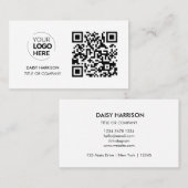 QR Code Business Logo | White Modern Professional Visitekaartje (Voorkant / Achterkant)