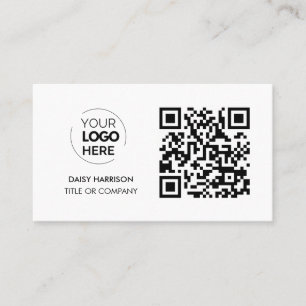 QR Code Business Logo   White Modern Professional Visitekaartje