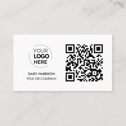 QR Code Business Logo | White Modern Professional Visitekaartje (Voorkant)